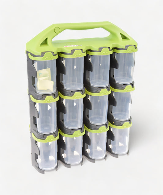 Q2X24 Sortimentskoffer mit 24 transparenten Behältern für Kleinteile